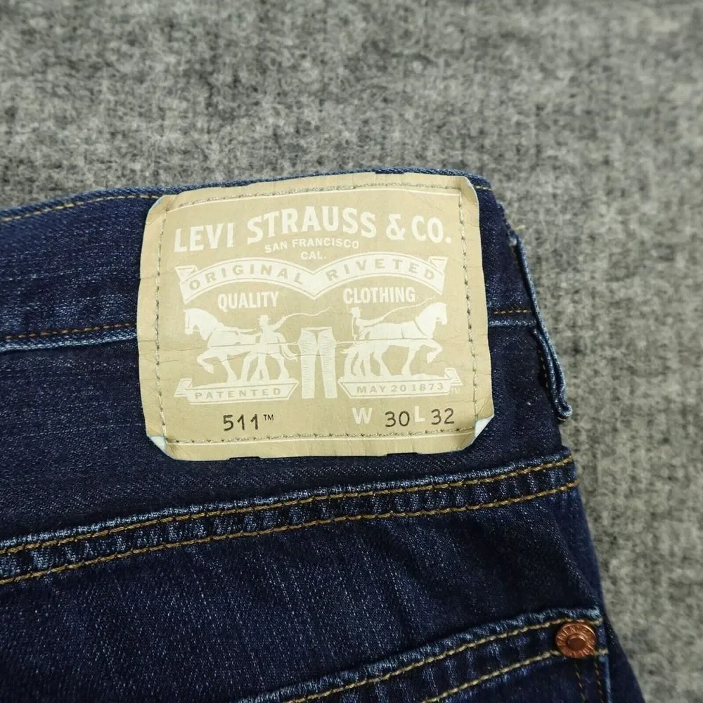 Levis 511 Jeans Mens 30X32 Blue Denim Special‎ Edition 1873 Beige Label Cotton